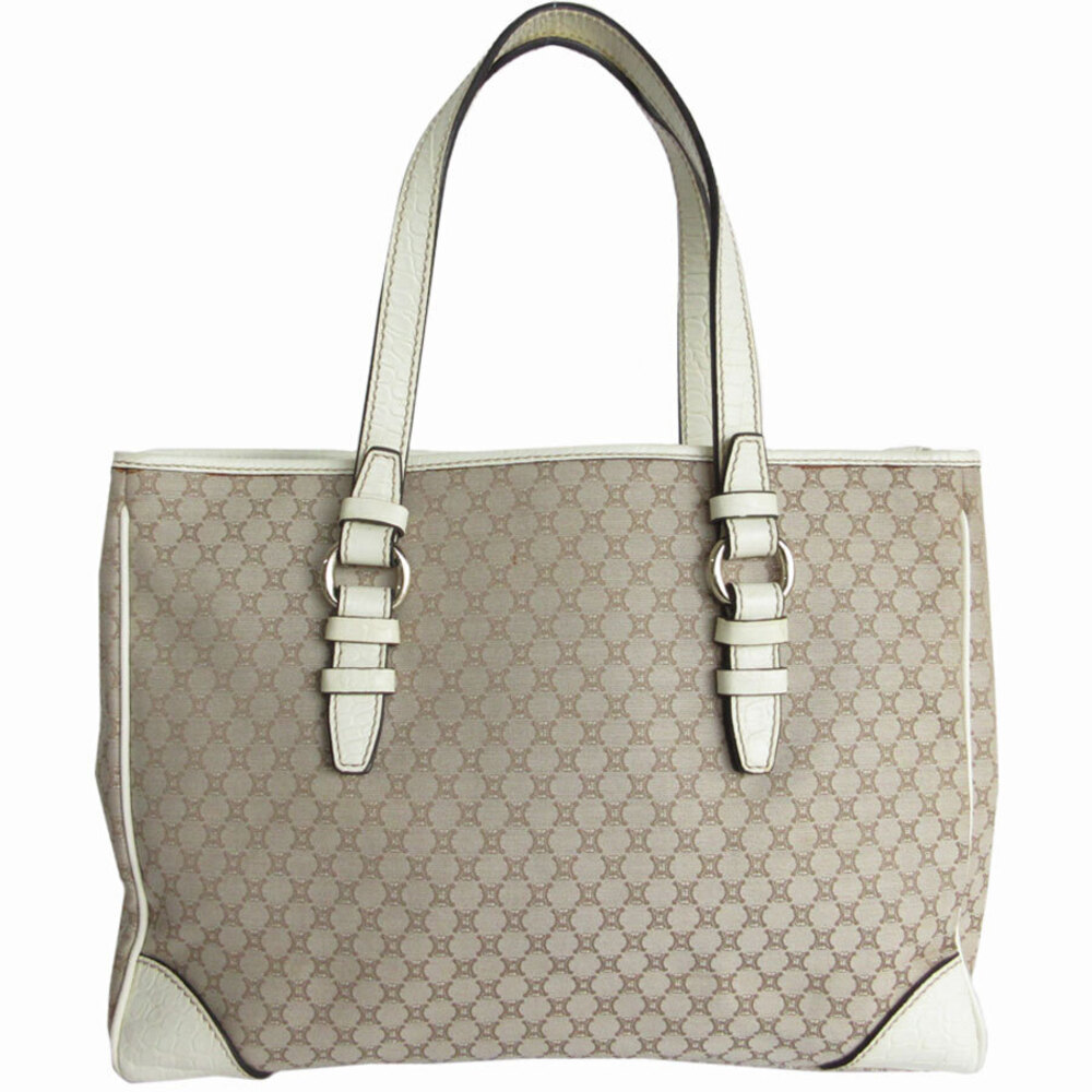 Celine bag canvas leather Tan off macadam Beige handbag white tote